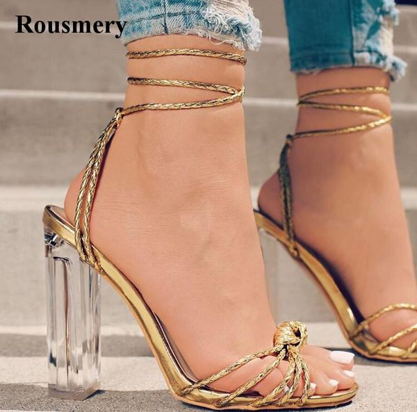 design women fashion knotted ankle strap transparent thick heel sandals lace-up open toe high, Black
design women fashion knotted ankle strap transparent thick heel sandals lace-up open toe high, Black
