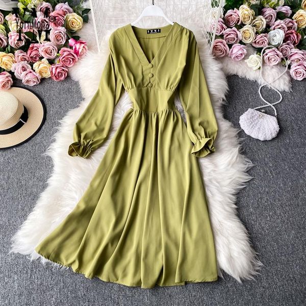 yornmona 2021 autumn ladies dress elegant big swing midi for women casual high waist fashion green female vestidos dresses, Black;gray
yornmona 2021 autumn ladies dress elegant big swing midi for women casual high waist fashion green female vestidos dresses, Black;gray