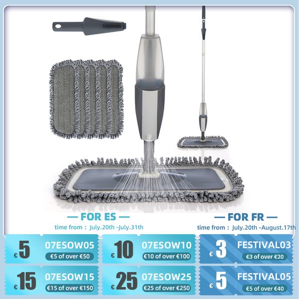 microfiber spray mop for foor ceaning wet and dry 360 degree spin dust mop with water tank sprayer incude 3 mop refi pads
microfiber spray mop for foor ceaning wet and dry 360 degree spin dust mop with water tank sprayer incude 3 mop refi pads