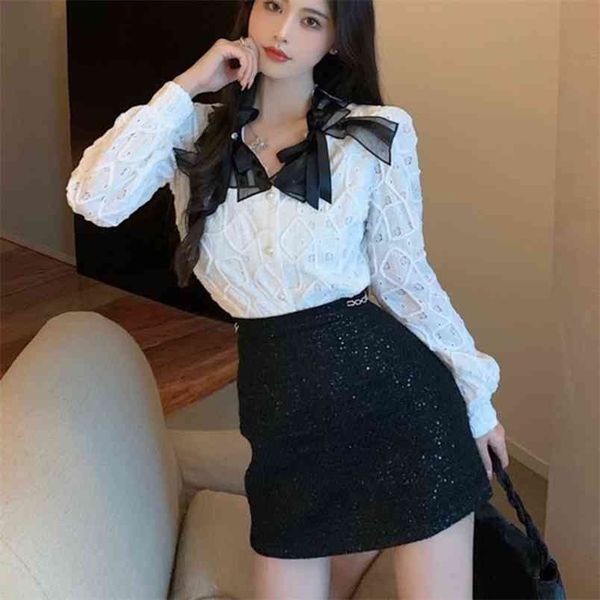 spring autumn two piece set women long-sleeved bow blusas shirt blouse + mini skirt suits korean fashion outfits 210514, White
spring autumn two piece set women long-sleeved bow blusas shirt blouse + mini skirt suits korean fashion outfits 210514, White