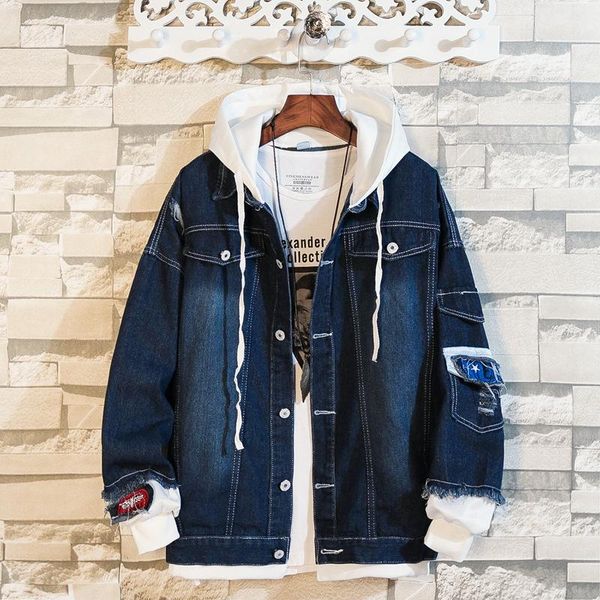 men's jeans slim fit denim jacket jeans ins tide brand hooded tooling splicing handsome men's cowboy denim jacket coat, Black;brown
men's jeans slim fit denim jacket jeans ins tide brand hooded tooling splicing handsome men's cowboy denim jacket coat, Black;brown