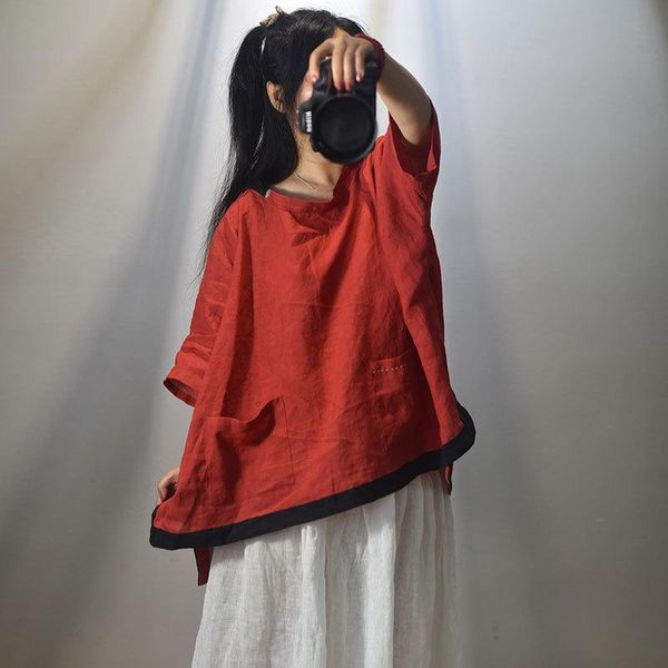 women's t-shirt women plus size patchwork ramie tees shirt ladies 2021 summer oversized spliced female vintage, White
women's t-shirt women plus size patchwork ramie tees shirt ladies 2021 summer oversized spliced female vintage, White
