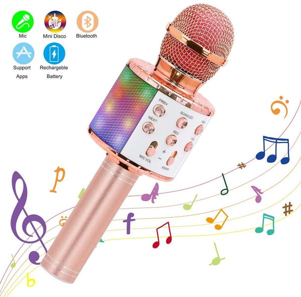 Wireless Karaoke Microphone Bluetooth Handheld Portable Speaker Home KTV Player with Dancing LED Lights Record Function for Kids
Wireless Karaoke Microphone Bluetooth Handheld Portable Speaker Home KTV Player with Dancing LED Lights Record Function for Kids