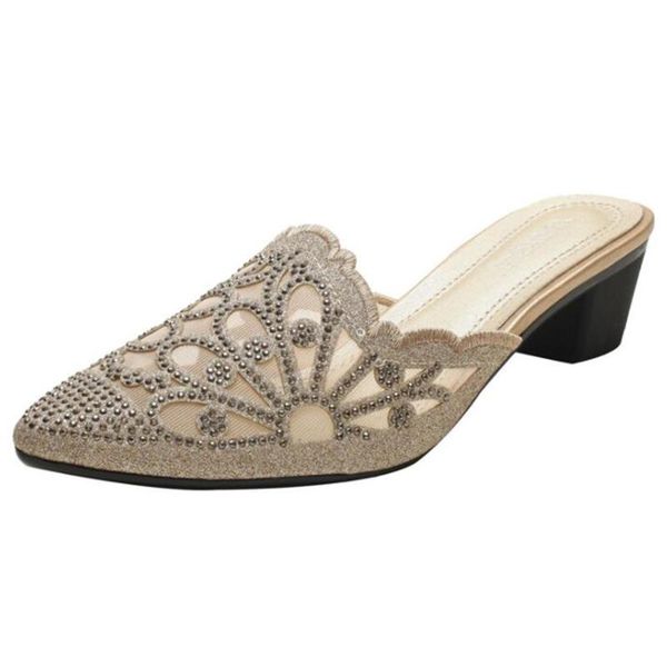 slippers spring and summer women's shoes fashion pointed rhinestone mesh female baotou thick heel sets semi qq776, Black
slippers spring and summer women's shoes fashion pointed rhinestone mesh female baotou thick heel sets semi qq776, Black