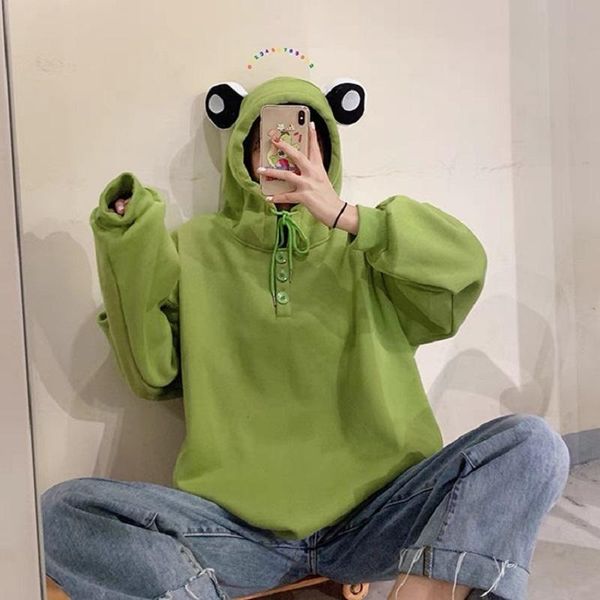 women's hoodies & sweatshirts deeptown harajuku frog hoodie women funny animal sweatshirt kawaii long sleeve pullover 2021 fashion cute, Black
women's hoodies & sweatshirts deeptown harajuku frog hoodie women funny animal sweatshirt kawaii long sleeve pullover 2021 fashion cute, Black