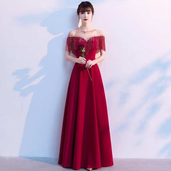 exquisite tassel bride wedding dress temperament o-neck evening noble slim banquet elegant hostess big size 3x ethnic clothing, Red
exquisite tassel bride wedding dress temperament o-neck evening noble slim banquet elegant hostess big size 3x ethnic clothing, Red