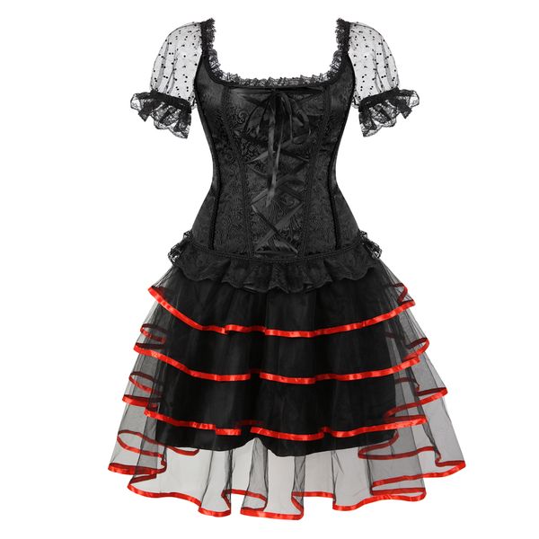 Women Sexy Overbust Corset Dress Lingerie Halloween Costume Victorian Plus Size Tutu Skirt Cosplay Costumes Dance Dress, Black
Women Sexy Overbust Corset Dress Lingerie Halloween Costume Victorian Plus Size Tutu Skirt Cosplay Costumes Dance Dress, Black