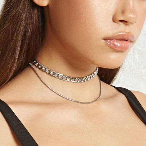 pendant necklaces trendy street punk snake chain double layer choker necklace women fashion personality metal short clavicle jewelry, Silver
pendant necklaces trendy street punk snake chain double layer choker necklace women fashion personality metal short clavicle jewelry, Silver