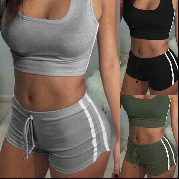womens tracksuits gym fitness sports bra crop vest shorts pants sportswear suit, Gray
womens tracksuits gym fitness sports bra crop vest shorts pants sportswear suit, Gray