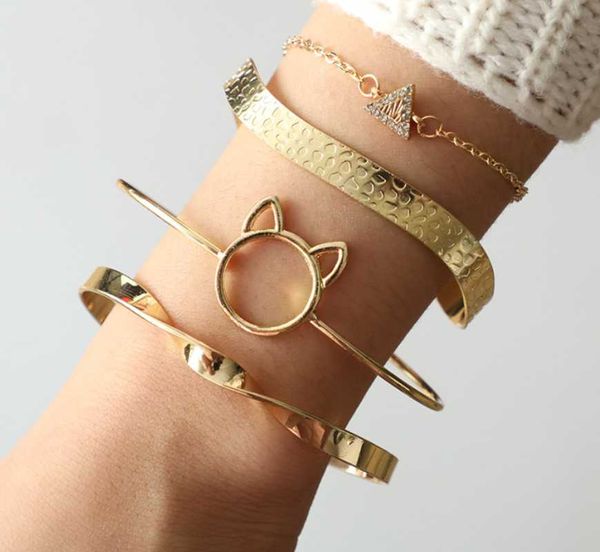 link, chain european and american style simple fashion women's bracelets cute cat ears geometric inlaid rhinestones triangle bracelet 4, Black
link, chain european and american style simple fashion women's bracelets cute cat ears geometric inlaid rhinestones triangle bracelet 4, Black