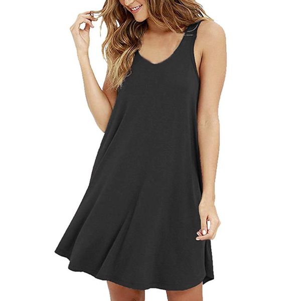 casual dresses solid color summer dress loose o-neck sleeveless t-shirt camis tank female women's sundresses vestido de mujer, Black;gray
casual dresses solid color summer dress loose o-neck sleeveless t-shirt camis tank female women's sundresses vestido de mujer, Black;gray