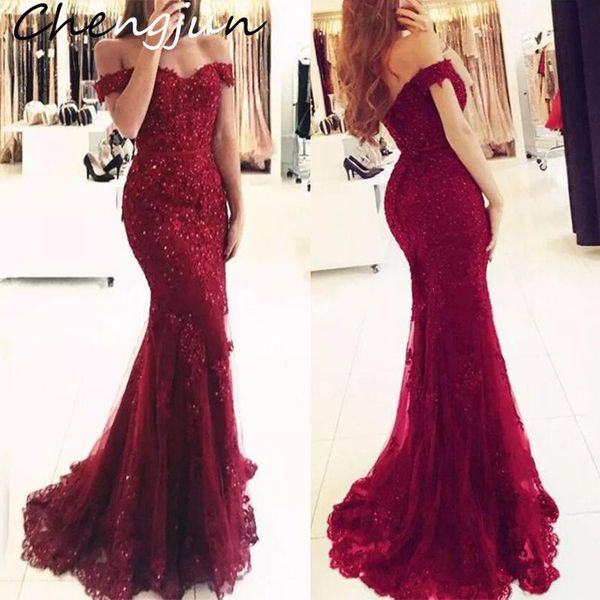 party dresses chengjun luxury vintage beaded burgundy off shoulder mermaid women evening dress, White;black
party dresses chengjun luxury vintage beaded burgundy off shoulder mermaid women evening dress, White;black