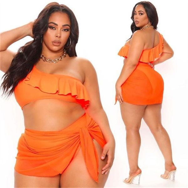 women's swimwear rstylish solid color one shoulder sleeveless ruffle push-up bra cover up skirt beach party 3 piece bikini sets, White;black
women's swimwear rstylish solid color one shoulder sleeveless ruffle push-up bra cover up skirt beach party 3 piece bikini sets, White;black