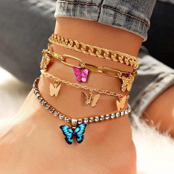 anklets 10 pieces bohemian gold butterfly chain set for women girls fashion multi-layer anklet foot ankle bracelet beach jewelry, Red;blue
anklets 10 pieces bohemian gold butterfly chain set for women girls fashion multi-layer anklet foot ankle bracelet beach jewelry, Red;blue