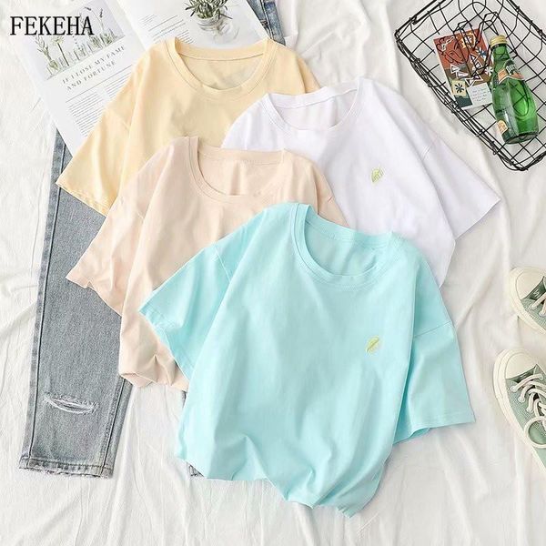 women's t-shirt summer leaf embroidery women short sleeve solid tshirt lady tee female clothes 2021 arrivals, White
women's t-shirt summer leaf embroidery women short sleeve solid tshirt lady tee female clothes 2021 arrivals, White