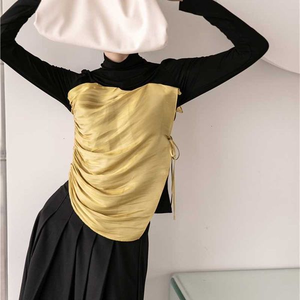 women's knits & tees drawstring glitter ruched long sleeve blouse women turtleneck patchwork ladies designer korean fashi 8gpd, White
women's knits & tees drawstring glitter ruched long sleeve blouse women turtleneck patchwork ladies designer korean fashi 8gpd, White