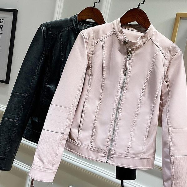 women's leather & faux women casual pu jacket 2021 spring autumn slim long sleeve short coat ladies black zipper biker moto outwear
women's leather & faux women casual pu jacket 2021 spring autumn slim long sleeve short coat ladies black zipper biker moto outwear