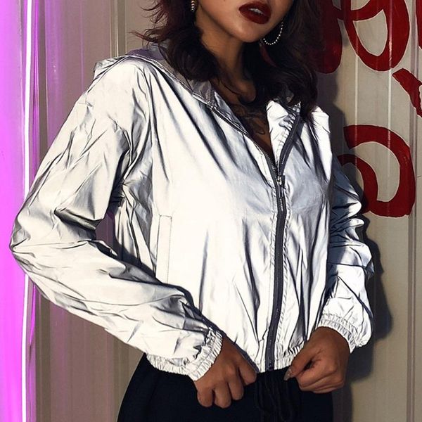women reflective long sleeve hoodie short jacket zip up sweatshirt coat casual hiphop windbreaker night running jogging women's jackets, Black;brown
women reflective long sleeve hoodie short jacket zip up sweatshirt coat casual hiphop windbreaker night running jogging women's jackets, Black;brown