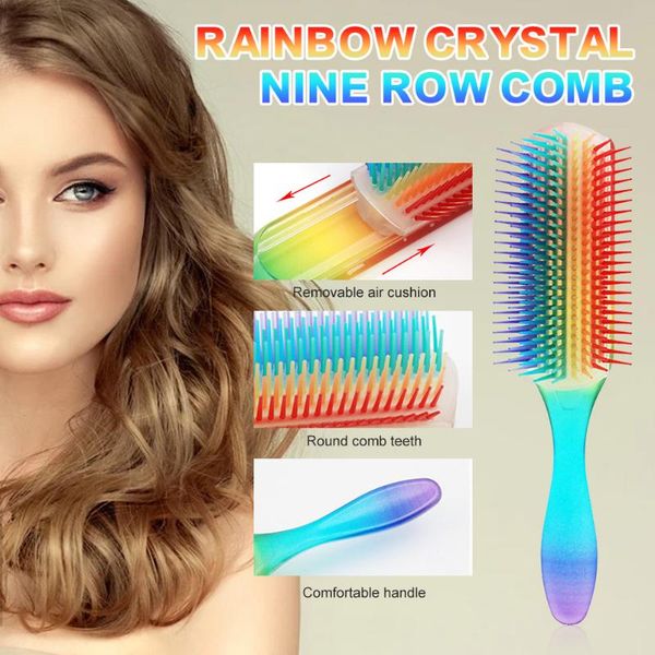 hair brushes 21.5cm length anti-static 9 rows brush rainbow hairbrush hairdressing scalp massager comb styling accessories, Silver
hair brushes 21.5cm length anti-static 9 rows brush rainbow hairbrush hairdressing scalp massager comb styling accessories, Silver