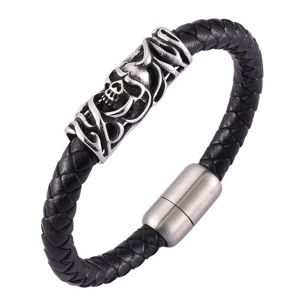 charm bracelets 2021 punk skull bracelet rock braided leather hand magnetic buckle for men & bangles fashion jewelry bb0470, Golden;silver
charm bracelets 2021 punk skull bracelet rock braided leather hand magnetic buckle for men & bangles fashion jewelry bb0470, Golden;silver