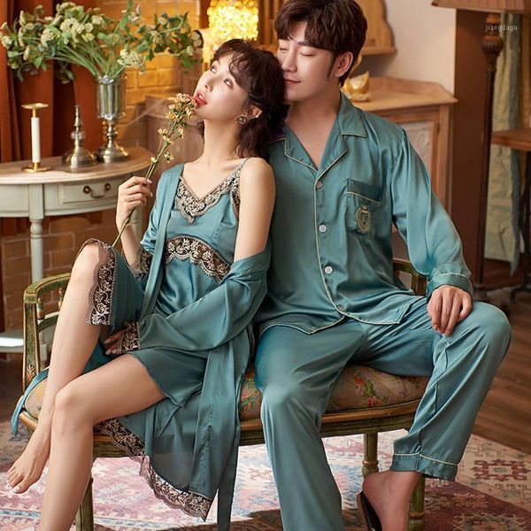 summer casual couples ice silk men pajamas women robe sets v neck home service suit sleepwear nightwear men's, Black;brown
summer casual couples ice silk men pajamas women robe sets v neck home service suit sleepwear nightwear men's, Black;brown