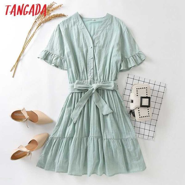 tangada summer women solid ruffles dress with slash buttons short sleeve ladies mini dress vestidos da87 210609, Black;gray
tangada summer women solid ruffles dress with slash buttons short sleeve ladies mini dress vestidos da87 210609, Black;gray