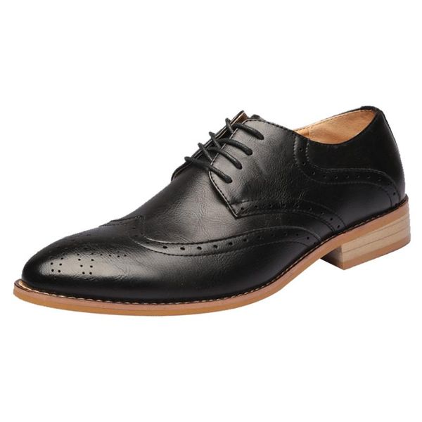 dress shoes genuine leather men formal flat pointed toe brogue oxfords business gentleman footwear, Black
dress shoes genuine leather men formal flat pointed toe brogue oxfords business gentleman footwear, Black