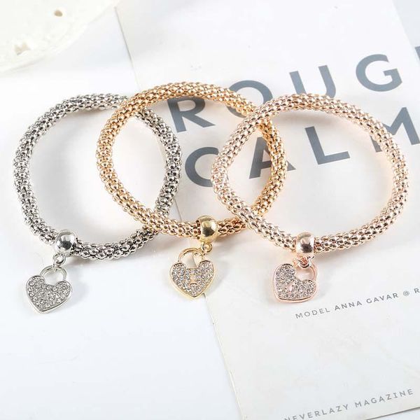 link, chain 3pcs fashion crystal love heart lock pendant bracelets for women stretch corn tricolor set valentine's day jewelry gift, Black
link, chain 3pcs fashion crystal love heart lock pendant bracelets for women stretch corn tricolor set valentine's day jewelry gift, Black