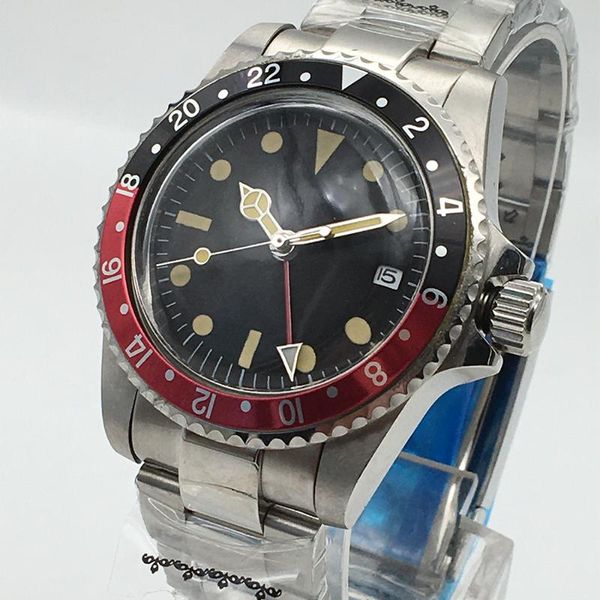 wristwatches stylish retro style left and right rotating aluminum bezel gmt automatic men's 39.5mm black date sterile dial, Slivery;brown
wristwatches stylish retro style left and right rotating aluminum bezel gmt automatic men's 39.5mm black date sterile dial, Slivery;brown