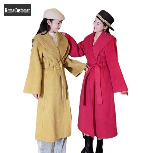 women's wool & blends 2021 autumn winter womens loose turn-down collar elegant coat british style casual solid long female outerwear, Black
women's wool & blends 2021 autumn winter womens loose turn-down collar elegant coat british style casual solid long female outerwear, Black