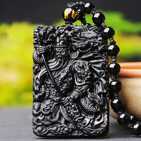 natural black obsidian guanyu jade pendant necklace hand-carved chinese fashion jewelry charm amulet accessories for men gifts, Slivery;golden
natural black obsidian guanyu jade pendant necklace hand-carved chinese fashion jewelry charm amulet accessories for men gifts, Slivery;golden