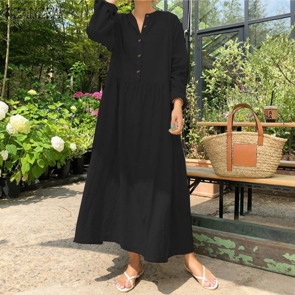 2021 autumn zanzea women casual solid long shirt dress pockets long maxi vestidos office lady work cotton dress party robe femme, Black;gray
2021 autumn zanzea women casual solid long shirt dress pockets long maxi vestidos office lady work cotton dress party robe femme, Black;gray