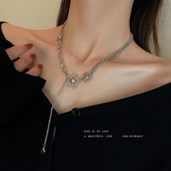necklace luxury designer chain ins style double-layer hollow out flower small clavicle sweet cool spice girl fashion neck, Silver
necklace luxury designer chain ins style double-layer hollow out flower small clavicle sweet cool spice girl fashion neck, Silver