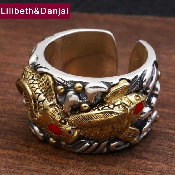 cluster rings men adjustable ring real 925 sterling silver vintage lucky fish koi opening jewelry anillos plata para mujer 2021 r31, Golden;silver
cluster rings men adjustable ring real 925 sterling silver vintage lucky fish koi opening jewelry anillos plata para mujer 2021 r31, Golden;silver