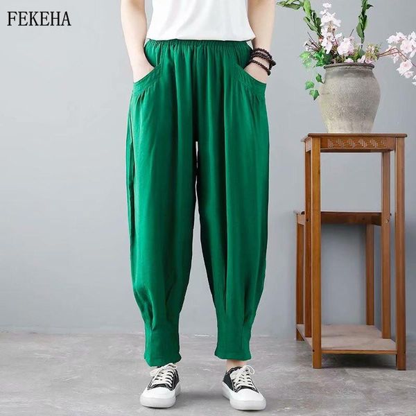 women's pants & capris summer cotton linen harem women elastic waist ankle-length pant solid lady casual trousers, Black;white
women's pants & capris summer cotton linen harem women elastic waist ankle-length pant solid lady casual trousers, Black;white
