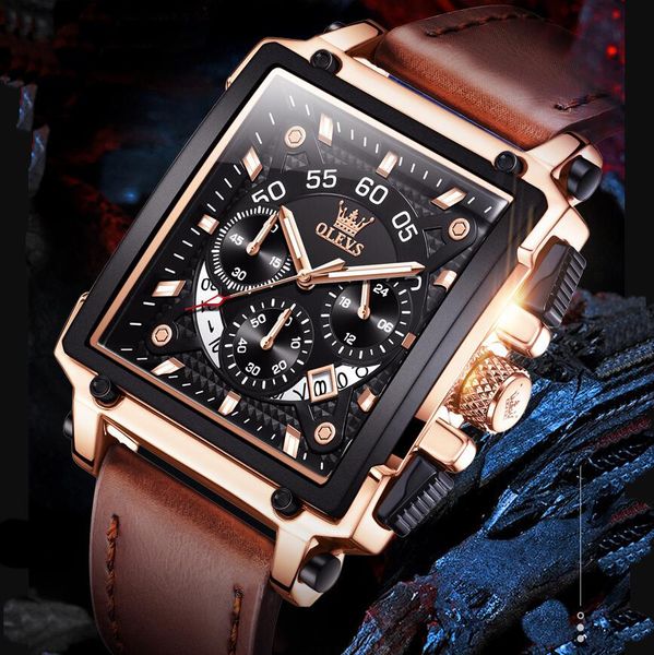 100%original olevs watch for men's brand waterproof sports chronograph square 2022 new fashion luxury leather wristwatches, Slivery;brown
100%original olevs watch for men's brand waterproof sports chronograph square 2022 new fashion luxury leather wristwatches, Slivery;brown