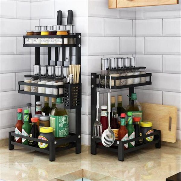 hooks & rails kitchen organizer spice box storage knives holder stainless steel dish rack