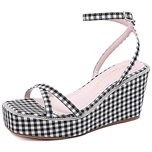 brand shoes women elegant ladies plaid fashion platform wedges sandals summer ankle strap female footwear dress, Black
brand shoes women elegant ladies plaid fashion platform wedges sandals summer ankle strap female footwear dress, Black