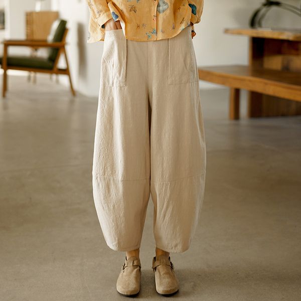 johnature women cotton linen harem pants elastic waist solid color vintage trouser patchwork pockets spring loose pants 210521, Black;white
johnature women cotton linen harem pants elastic waist solid color vintage trouser patchwork pockets spring loose pants 210521, Black;white