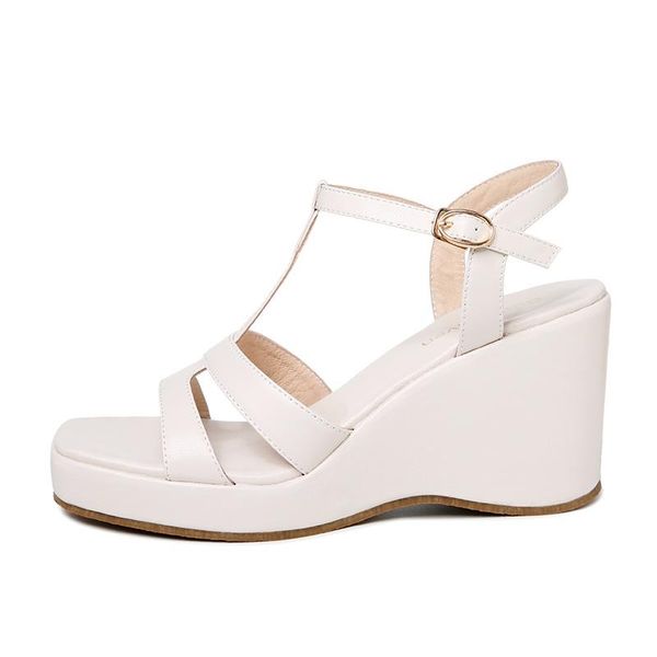open toe wedge sandals t-shaped buckle solid color women's shoes platform dress, Black
open toe wedge sandals t-shaped buckle solid color women's shoes platform dress, Black