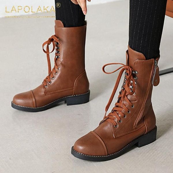 boots lapolaka 2021 large size 43 british style shoes woman female zip up cross-tied chunky heels fashion women, Black
boots lapolaka 2021 large size 43 british style shoes woman female zip up cross-tied chunky heels fashion women, Black