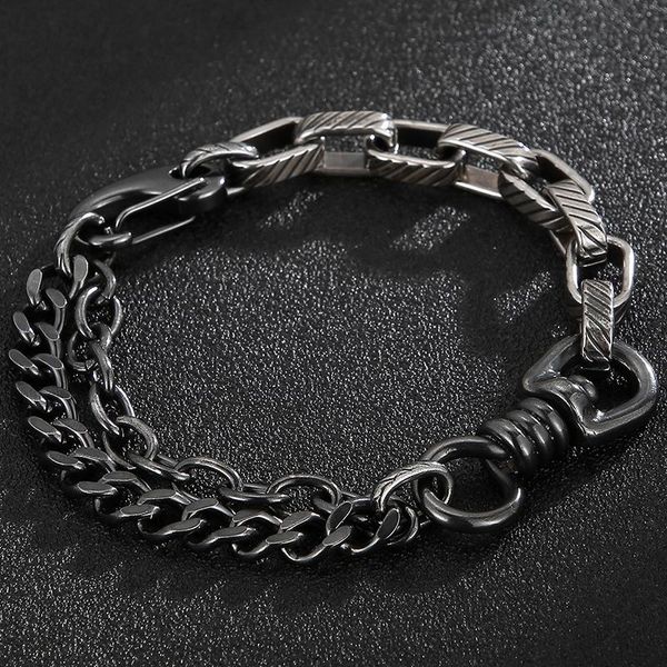 link, chain vintage double link men bracelet handmade stainless steel mens bracelets male on hand jewelry accessories gifts boyfriend, Black
link, chain vintage double link men bracelet handmade stainless steel mens bracelets male on hand jewelry accessories gifts boyfriend, Black