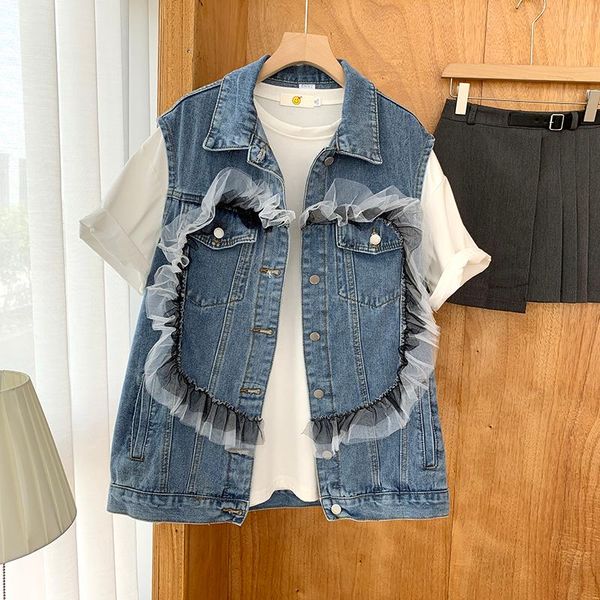 women's vests 2021 early autumn european style loose wild sleeveless tide three-dimensional lace love denim vest, Black;white
women's vests 2021 early autumn european style loose wild sleeveless tide three-dimensional lace love denim vest, Black;white