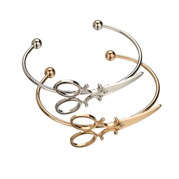 simple gold colour silver scissors open bangle design bracelets for women jewelry b18213, Black
simple gold colour silver scissors open bangle design bracelets for women jewelry b18213, Black