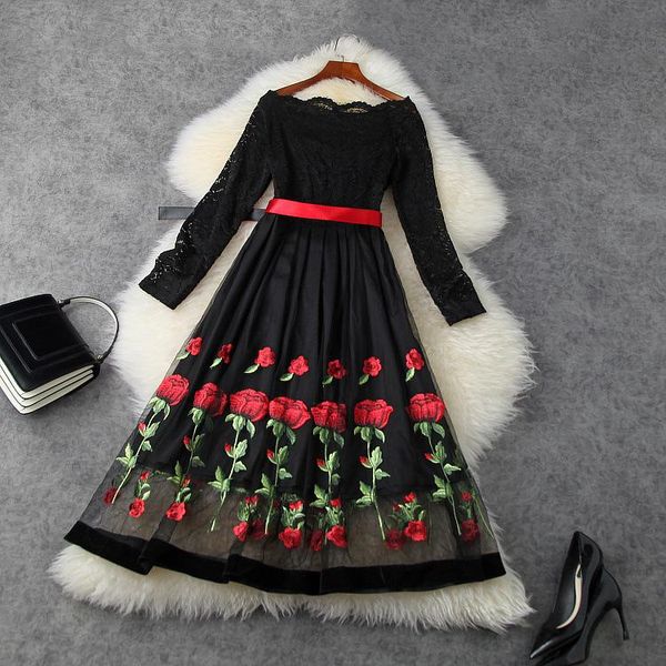 casual dresses lace dress 2021 spring summer style women slash neck tulle mesh embroidery long sleeve vestido, Black;gray
casual dresses lace dress 2021 spring summer style women slash neck tulle mesh embroidery long sleeve vestido, Black;gray