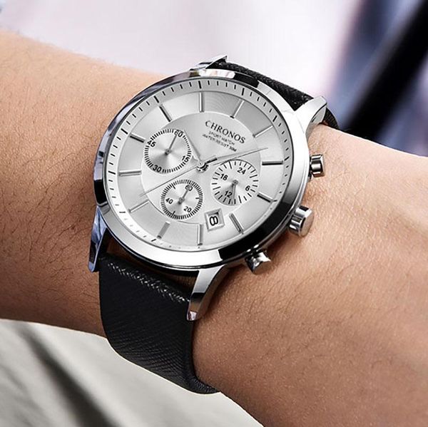 wristwatches watches men leather strap quartz analog calendar date wristwatch, Slivery;brown
wristwatches watches men leather strap quartz analog calendar date wristwatch, Slivery;brown