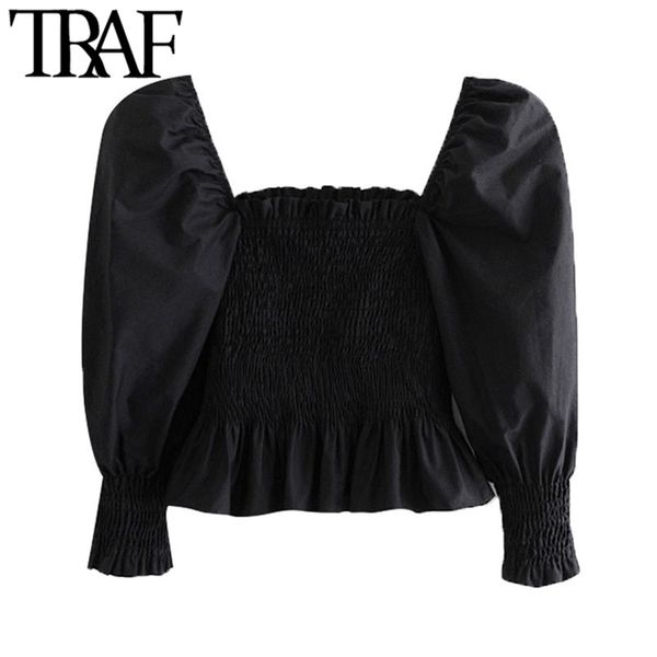 traf women sweet fashion elastic smocked cropped blouses vintage lantern sleeve ruffled hem female shirts chic 210323, White
traf women sweet fashion elastic smocked cropped blouses vintage lantern sleeve ruffled hem female shirts chic 210323, White