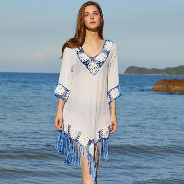 women's swimwear women beach dress cover up crochet swimsuit ups robe swimming beachwear long tassel swim cape for woman tunic dresses, White;black
women's swimwear women beach dress cover up crochet swimsuit ups robe swimming beachwear long tassel swim cape for woman tunic dresses, White;black