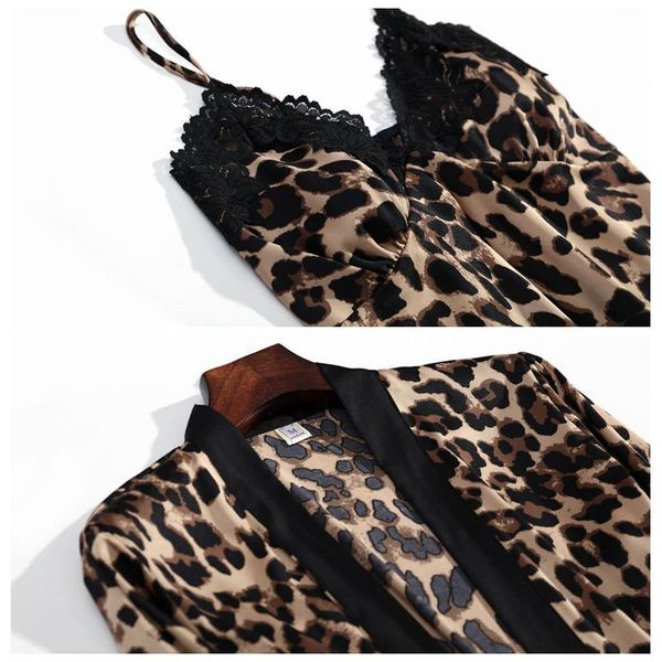 sleepwear fashion 4 piece pajamas set leopard print woman artificial silk sling robe with chest pad sleepwear f5hg j59x, Black;red
sleepwear fashion 4 piece pajamas set leopard print woman artificial silk sling robe with chest pad sleepwear f5hg j59x, Black;red
