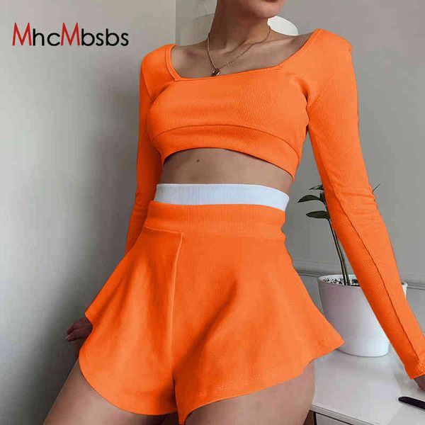 women high street outfits square collar long sleeve shorts skirts ribbed 2 piece set casual pink soft stretch tracksuit 210517, White
women high street outfits square collar long sleeve shorts skirts ribbed 2 piece set casual pink soft stretch tracksuit 210517, White